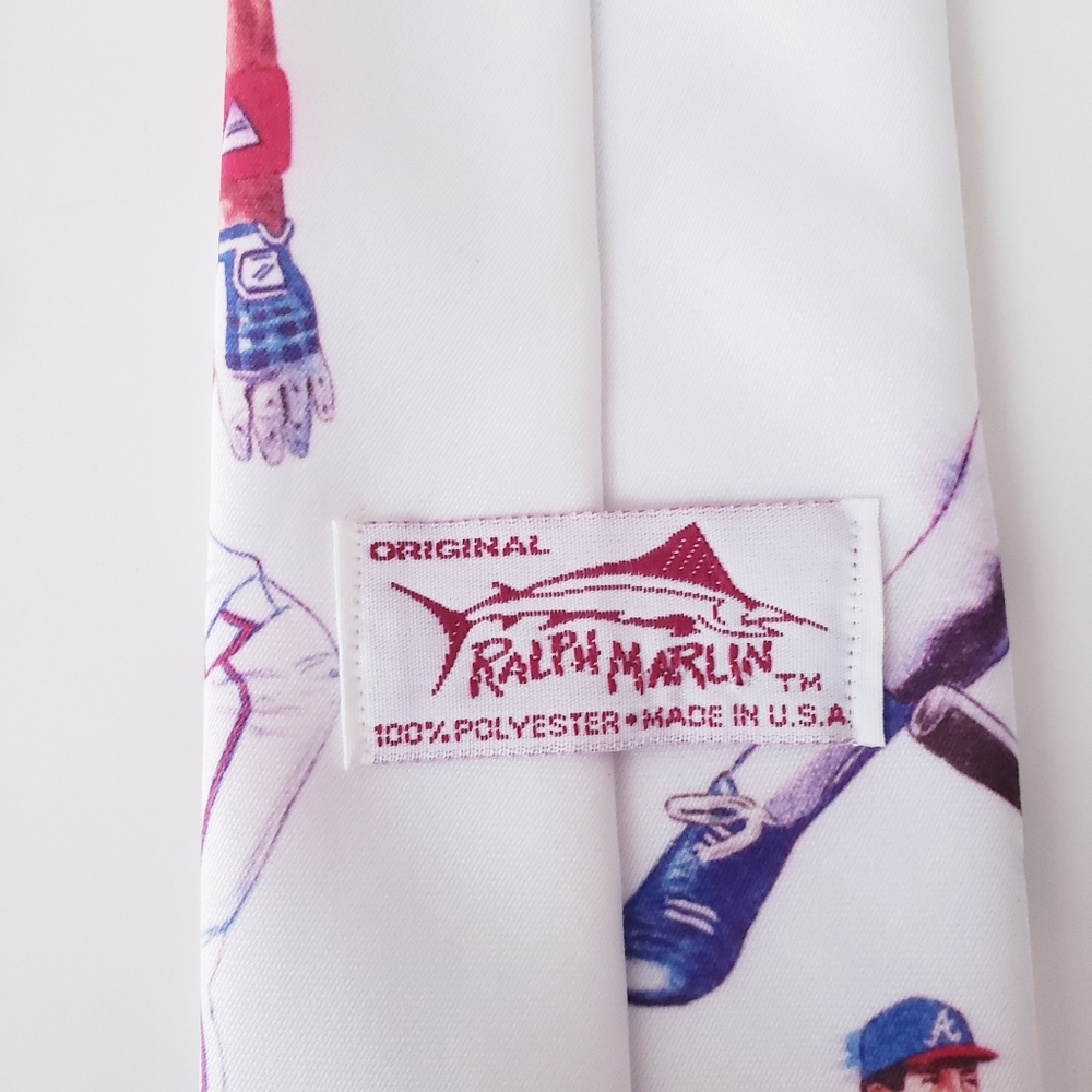 Vintage Ralph Marlin Atlanta Braves Baseball Tie - Picture 8 of 11